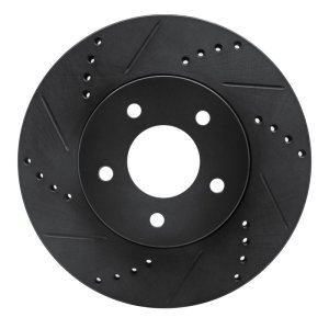 Chevrolet Equinox Brake Rotor (1) - Front Left - R1 Concepts - Drilled & Slotted - Black - `02-`07